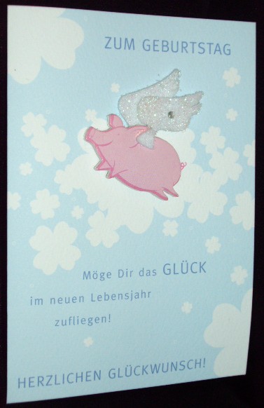 flying pig birthday card