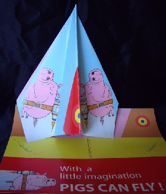 pig paper plane, pigs can fly