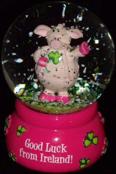 Irish Pig Water Globe, Water Globe Irish Pig Water Globe, Water Globe