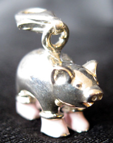 lucky pig charm with pink shoes